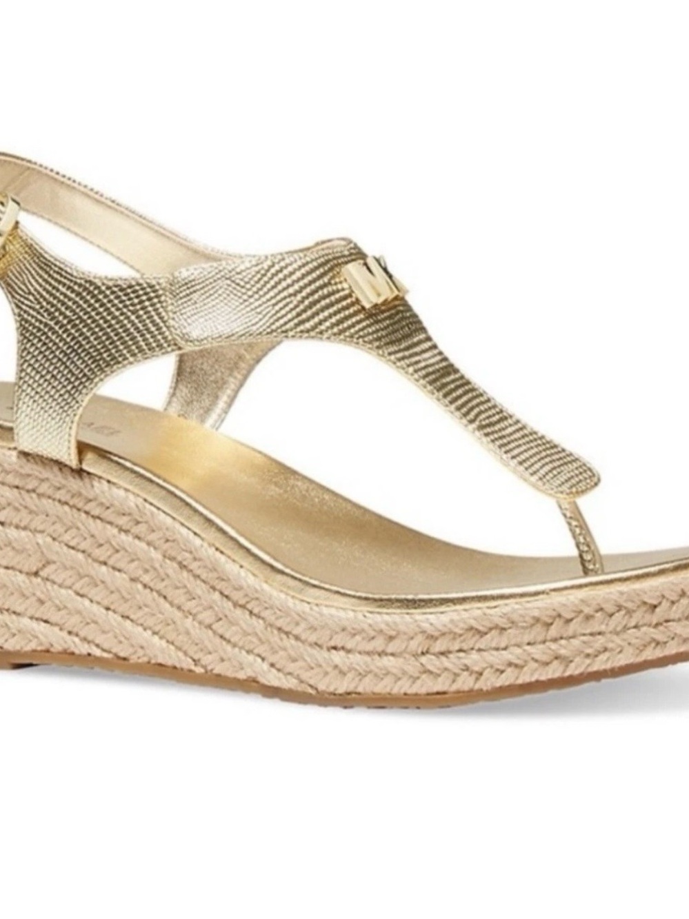 Michael Kors Gold Metallic Espadrille Wedge Sandals - Picture 2 of 7